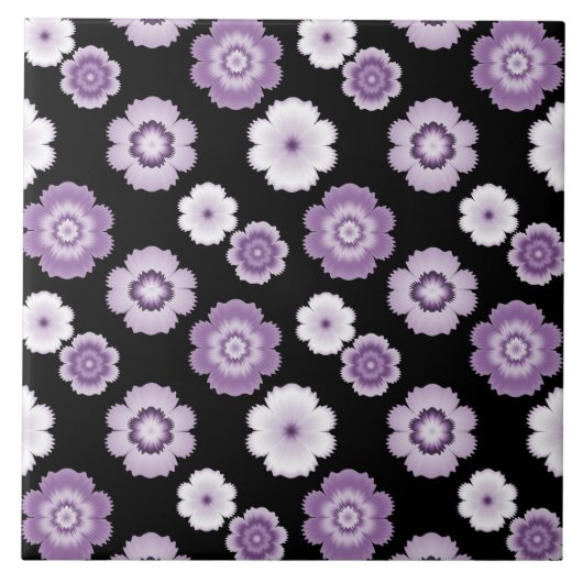 Muster für Violett und weiße Blume Fliese (Vorderseite)