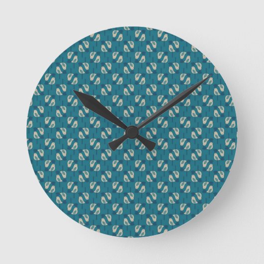Muster für Vögel Runde Wanduhr (Vorderseite)