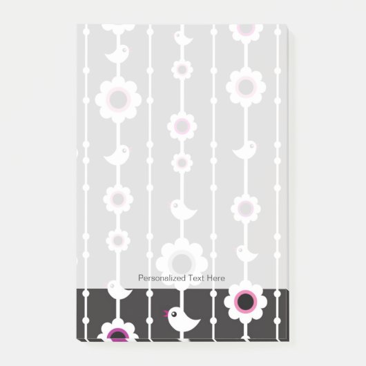 Muster für Vögel und Blume Post-it Klebezettel (Vorderseite)