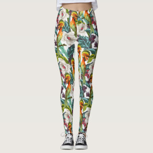 Muster für Vögel und exotische Blume 2 Leggings