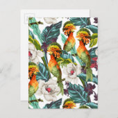 Muster für Vögel und exotische Blume 2 Postkarte (Vorne/Hinten)