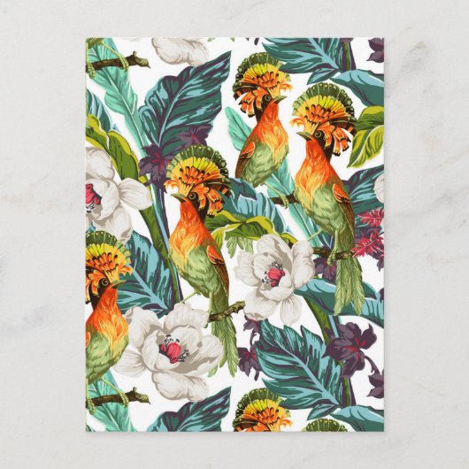 Muster für Vögel und exotische Blume 2 Postkarte (Vorderseite)
