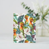 Muster für Vögel und exotische Blume 2 Postkarte (Stehend Vorderseite)
