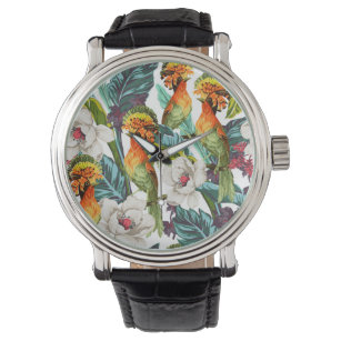 Muster für Vögel und exotische Blume Armbanduhr