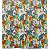 Muster für Vögel und exotische Blume Duschvorhang (Vorderseite)