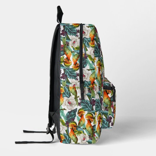 Muster für Vögel und exotische Blume | Monogramm 2 Bedruckter Rucksack (Links)