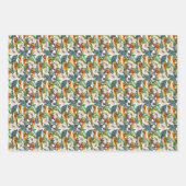 Muster für Vögel und exotische Blume | Monogramm 2 Geschenkpapier Set (Vorderseite 2)