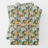 Muster für Vögel und exotische Blume | Monogramm 2 Geschenkpapier Set (Beispiel)