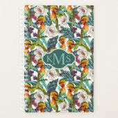 Muster für Vögel und exotische Blume | Monogramm Planer (Vorderseite)