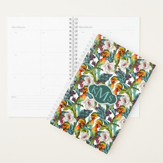 Muster für Vögel und exotische Blume | Monogramm Planer (Anzeige)