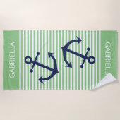 Muster für vordefinierte, grüne, weiße Streifen Strandtuch (Vorderseite)