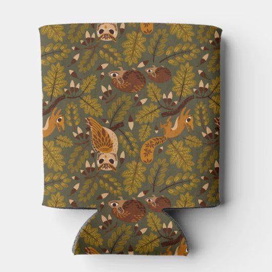 Muster für Waldkreaturen und Blätter Dosenkühler (Rückseite)
