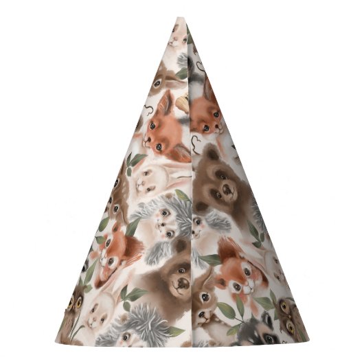 Muster für Waldtiere Partyhütchen (Rückseite)