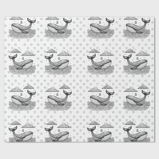Muster für Wale und Sterne Kinder Personalisierte Geschenkpapier (Saum)