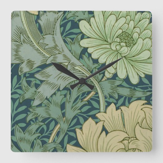 Muster für Wallpaper mit Chrysanthemum Quadratische Wanduhr (Vorderseite)