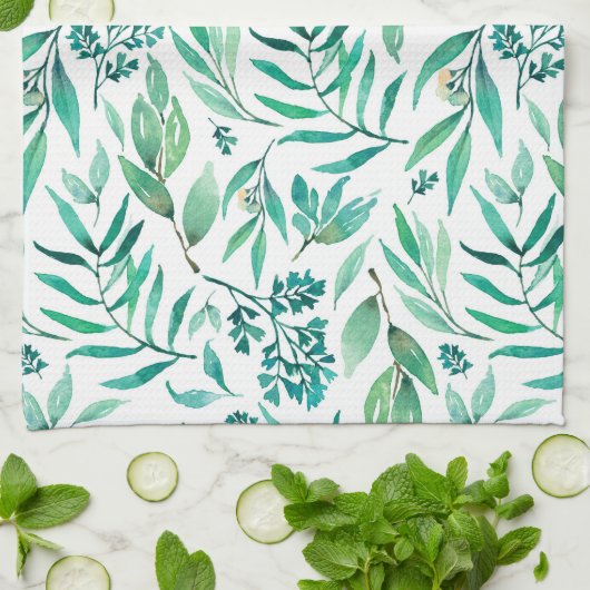 Muster für Wasserfarben-Blätter Geschirrtuch (Gefaltet)