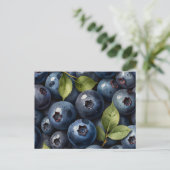Muster für Wasserfarben-Blaubeeren Postkarte (Stehend Vorderseite)