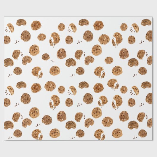 Muster für Wasserfarben-Chocolate-Chip-Cookies Geschenkpapier (Flach)