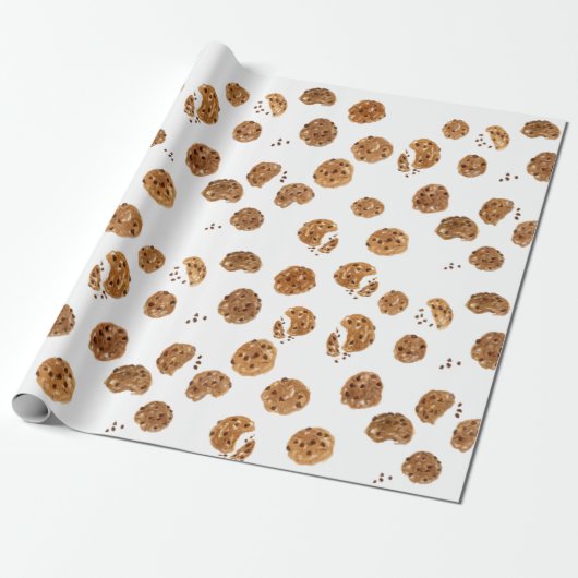 Muster für Wasserfarben-Chocolate-Chip-Cookies Geschenkpapier (Ungerollt)