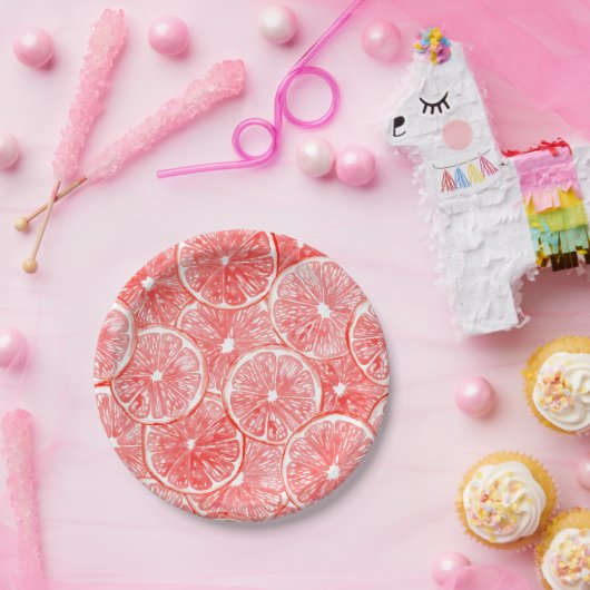 Muster für Wasserfarben-Grapefruits Pappteller (Party)