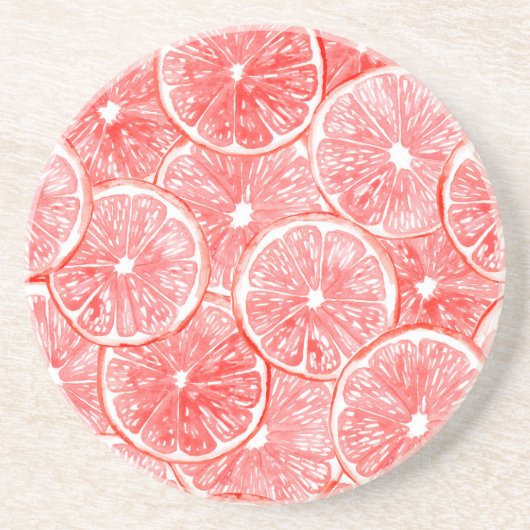 Muster für Wasserfarben-Grapefruits Sandstein Untersetzer (Vorne)