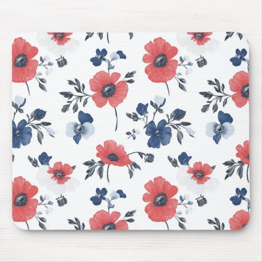 Muster für Wasserfarben - Rot, Blau und Weiß (2) Mousepad (Vorne)