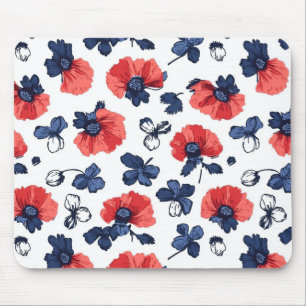 Muster für Wasserfarben - Rot, Blau und Weiß (3) Mousepad