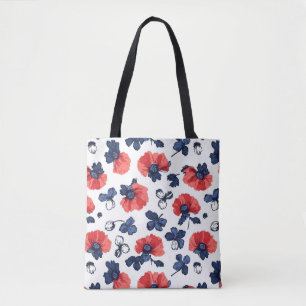 Muster für Wasserfarben - Rot, Blau und Weiß (3) Tasche