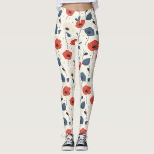 Muster für Wasserfarben - Rot, Blau und Weiß Leggings