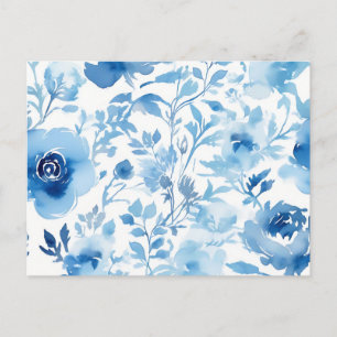 Muster für Wasserfarben Soft Blue Blumen Postkarte