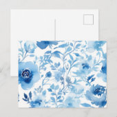 Muster für Wasserfarben Soft Blue Blumen Postkarte (Vorne/Hinten)