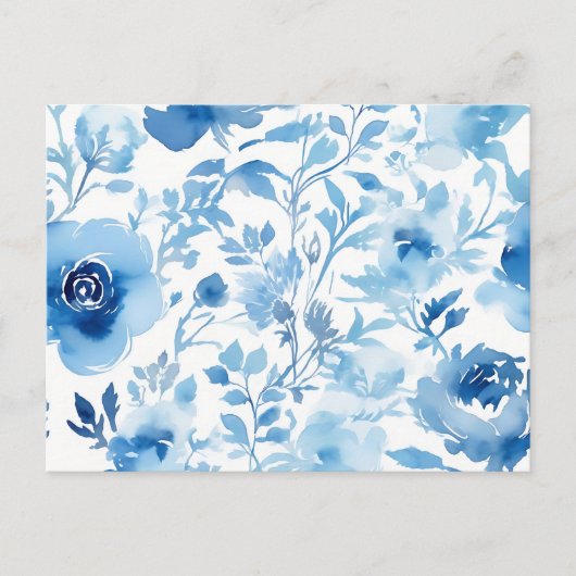 Muster für Wasserfarben Soft Blue Blumen Postkarte (Vorderseite)