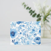Muster für Wasserfarben Soft Blue Blumen Postkarte (Stehend Vorderseite)