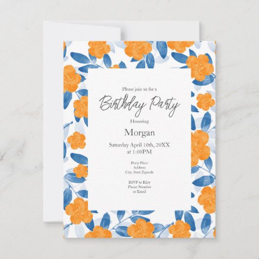 Muster für Wasserfarben und Blätter Einladung (Vorderseite)