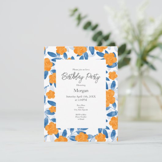 Muster für Wasserfarben und Blätter Einladung (Stehend Vorderseite)