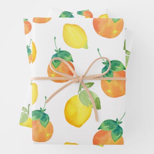 Muster für Wasserfarben und Orangen Geschenkpapier Set (Beispiel)