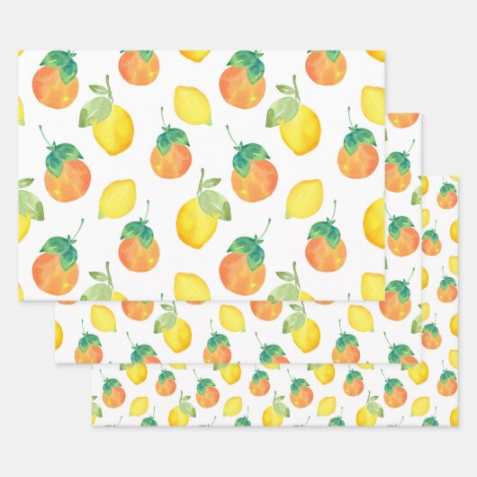 Muster für Wasserfarben und Orangen Geschenkpapier Set (Set)