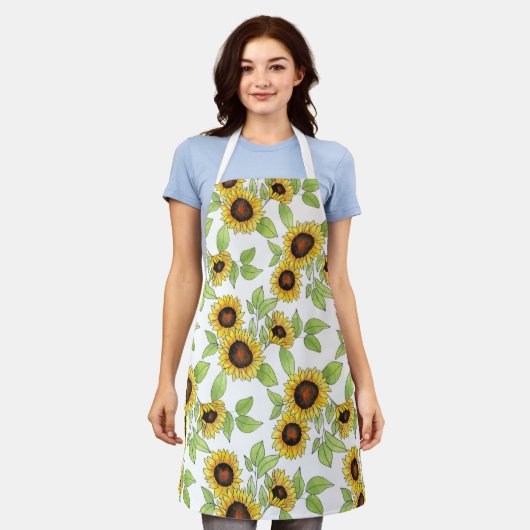 Muster für Wasserfarben und Pen Sonnenblumen Schürze (Getragen)