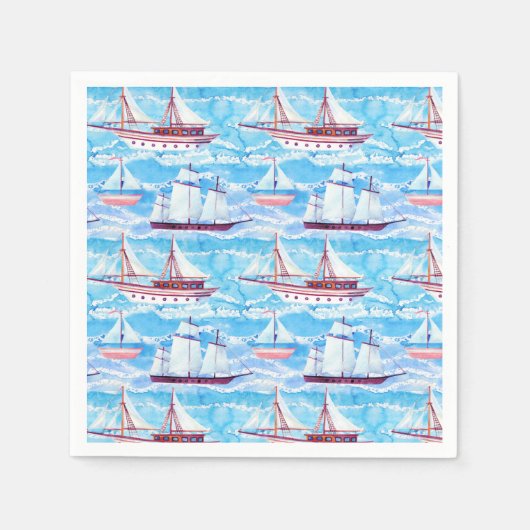 Muster für Wasserfarbensegelschiffe Serviette (Vorderseite)