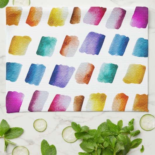 Muster für Wasserfarbquadrate Geschirrtuch (Gefaltet)