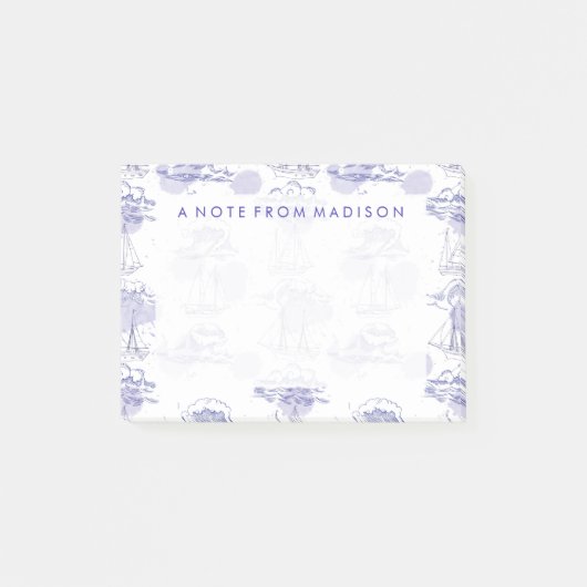 Muster für Wasserfarbwagen und Schiffe Post-it Klebezettel (Vorderseite)