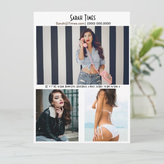 Muster für weibliche Comp-Karte Einladung (Stehend Vorderseite)