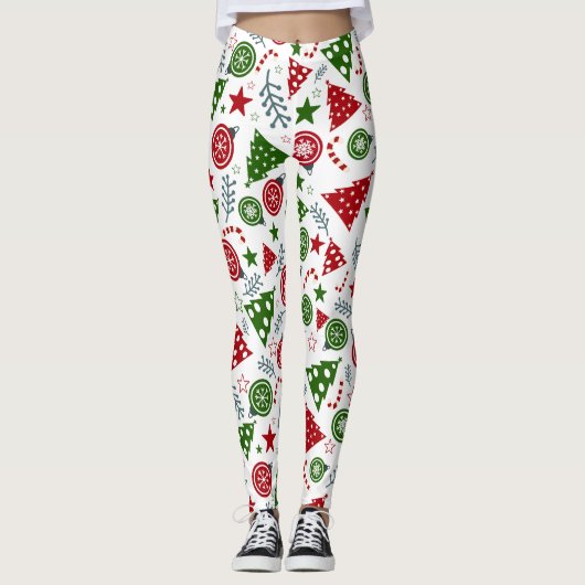 Muster für Weihnachtselemente Leggings (Vorderseite)