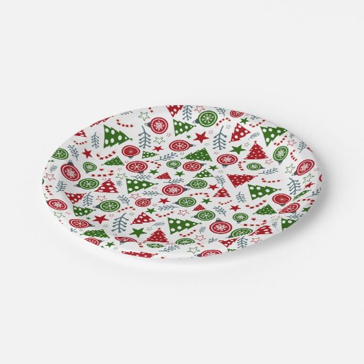 Muster für Weihnachtselemente Pappteller (Schrägansicht)