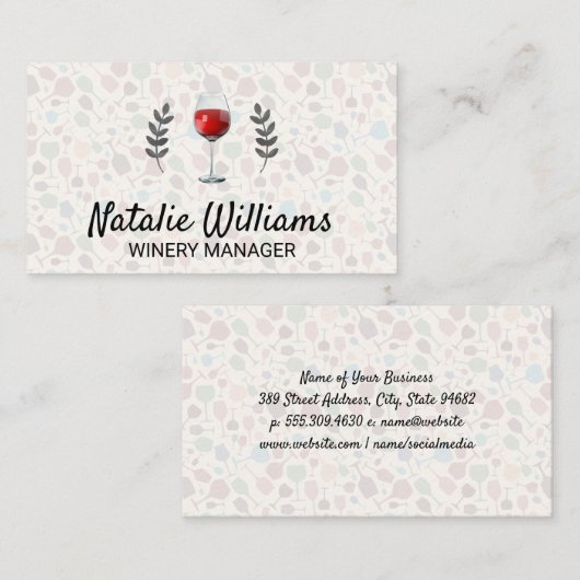 Muster für Weinglas Visitenkarte (Vorne/Hinten)