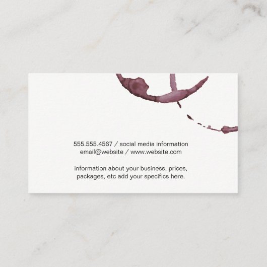 Muster für Weinglas | Wein Visitenkarte (Rückseite)