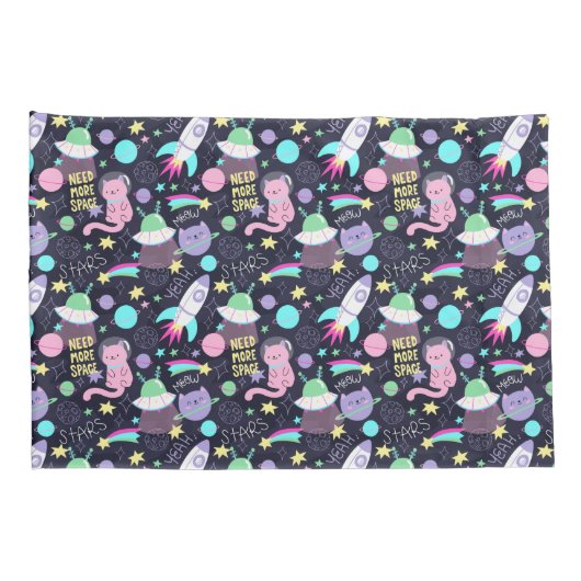 Muster für Weltraumkatzen Kissenbezug (Rückseite-Rechts)