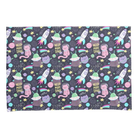 Muster für Weltraumkatzen Kissenbezug (Vorderseite-Rechts)