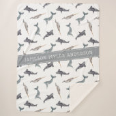 Muster für Whale der Wasserfarbe | Monogramm Sherpadecke (Vorderseite)