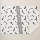 Muster für Whale der Wasserfarbe | Monogramm Sherpadecke (Vorderseite (Horizontal))